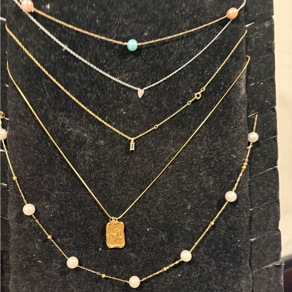 Bundle of 18k gold plated Gold and 925 silver Necklace Set